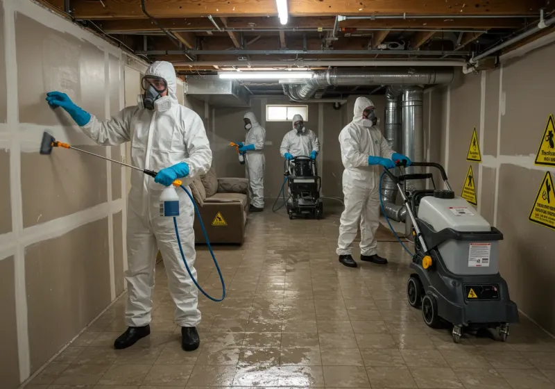 Basement Moisture Removal and Structural Drying process in North Puyallup, WA